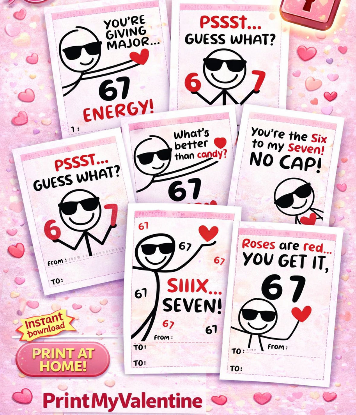 ‘STICK’s-SEVEN’ StickMan Meme Valentines - PRINT AND GO